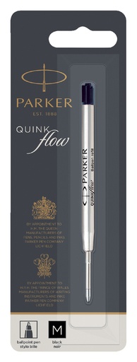 [625826] Recharge stylo bille Parker Quinkflow Medium noir blister 1 pièce