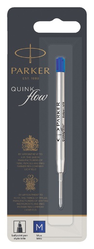[625824] Recharge stylo bille Parker Quinkflow blister 1 pièce Medium bleu