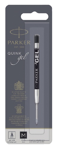 [625805] Recharge encre gel Parker Quink Medium noir blister 1 pièce