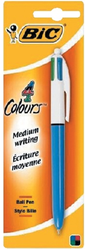 [616415] Stylo bille BIC 4 couleurs Medium bleu clair blister 1 pièce
