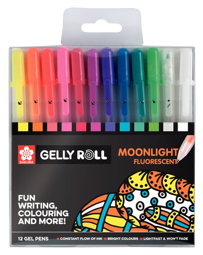 [612659] Roller gel Sakura Gelly Roll Moonlight Fluo set 12 couleurs