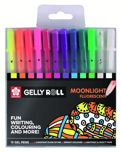 [612659] Roller gel Sakura Gelly Roll Moonlight Fluo set 12 couleurs