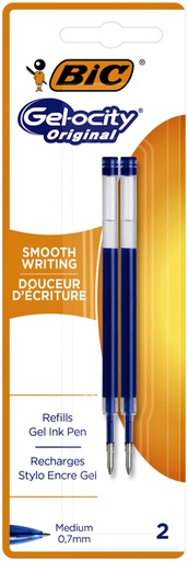 [636373] Recharge encre gel BIC pour divers stylos gel Medium bleu blister 2 pièces