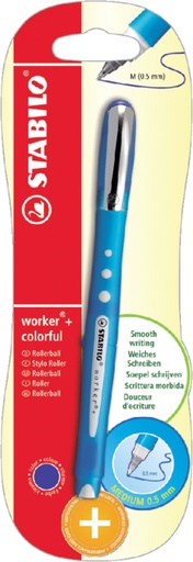 [632653] Roller STABILO Worker Colorful 2019/41 Medium bleu blister 1 pièce