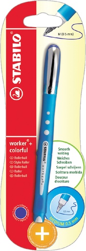 [632653] Roller STABILO Worker Colorful 2019/41 Medium bleu blister 1 pièce