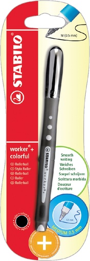 [632651] Roller STABILO Worker Colorful 2019/46 Medium noir blister 1 pièce