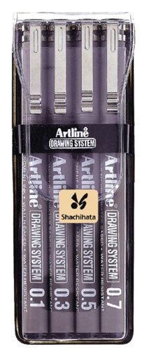 [634974] Fineliner Artline set avec 0,1-0,3-0,5 et 0,7mm noir