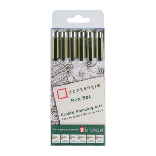 [632571] Tekenset Sakura Zentangle set à 6 pennen zwart