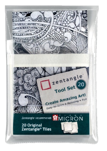 [632575] Sakura Zentangle tiles 20 delig wit