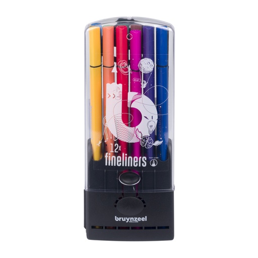 [632582] Fineliner Bruynzeel Teens assorti etui à 12 stuks