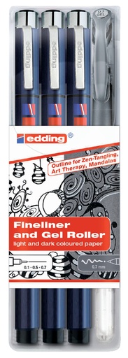[630269] Feutre edding 1800/2185/4S Tangle assorti étui 4 pièces