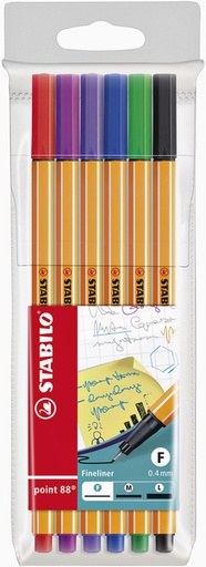 [633146] Fineliner STABILO point 88/6 Fin assorti étui 6 pièces