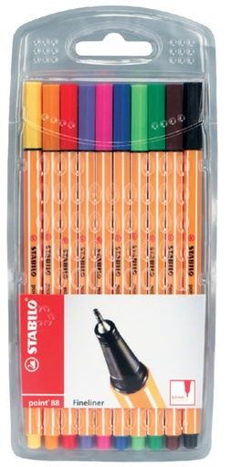 [633150] Fineliner STABILO Point 88 10 pièces assorti