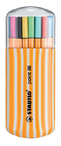 [633169] Fineliner STABILO point 88/20 fijn assorti zebra-etui à 20 stuks