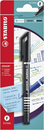 [633321] Fineliner STABILO Sensor 10198 Fin noir blister 1 pièce