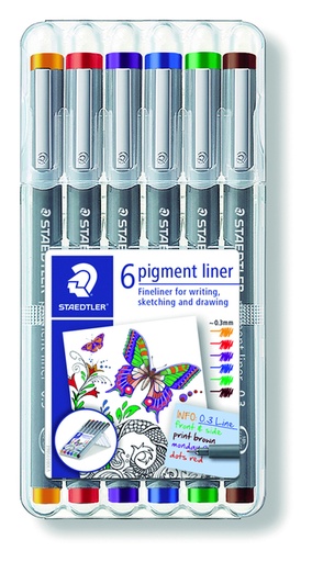 [632170] Fineliner Staedtler 308 0,3mm assorti set 6 pièces