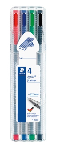 [632099] Fineliner Staedtler Triplus 334 assorti 0.3mm 4 stuks