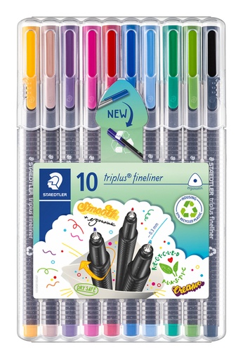 [632098] Fineliner Staedtler Triplus 334 assorti 0.3mm 10 stuks