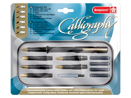 [600608] Stylo-Calligraphe Bruynzeel Excellent set 14 pièces assorti