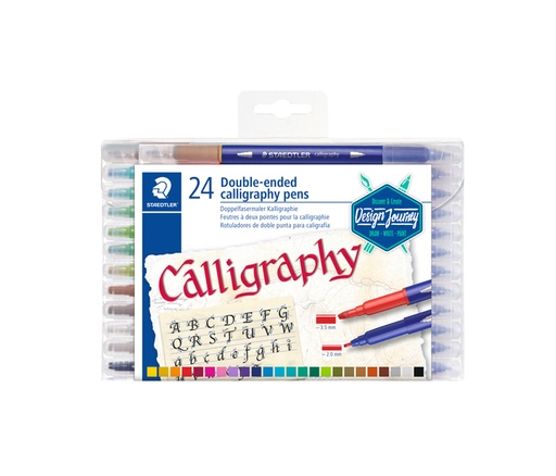 [600628] Feutre calligraphe Staedtler pointe duo 2.0 et 3.5mm 24 couleurs