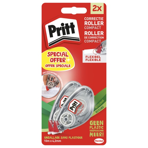[416534] Correctietape Pritt Compact Flex 4.2mmx10m blister à 2 stuks
