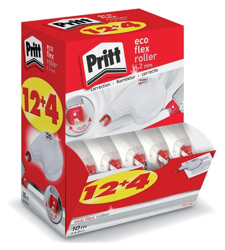 [416565] Correctietape Pritt ECO Flex 4.2mmx10m promo pack à 12+4 gratis