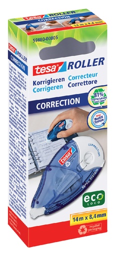 [416569] Correctietape tesa® ecoLogo® 8,4mmx14m navulbaar hangdoosje