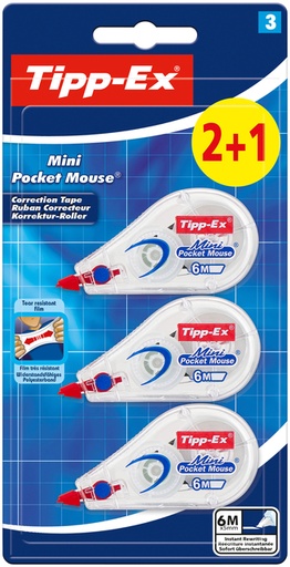 [416141] Correctietape Tipp-Ex mini pocket mouse 5mmx6m blister 2+1 gratis