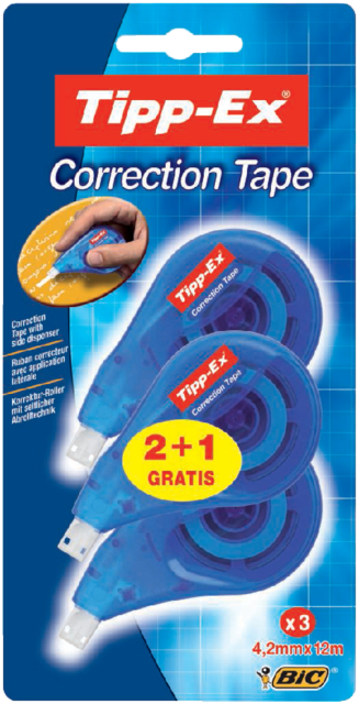 Correcteur Tipp-Ex Side 4.2mmx12m blister 2+1 gratuit