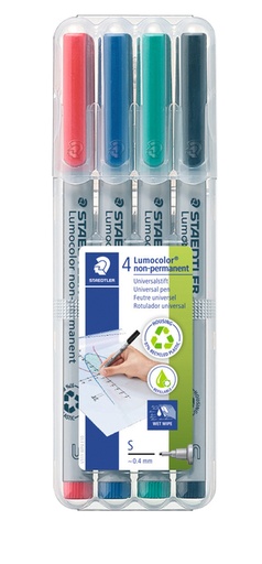 [920670] Viltstift Staedtler Lumocolor 311 non permanent S set à 4 assorti