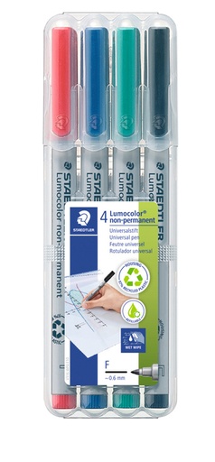 [920676] Viltstift Staedtler Lumocolor 316 non permanent F set à 4 stuks assorti