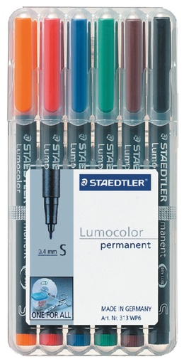 [920516] Feutre Staedtler Lumocolor 313 permanent SF 6 pièces assorti