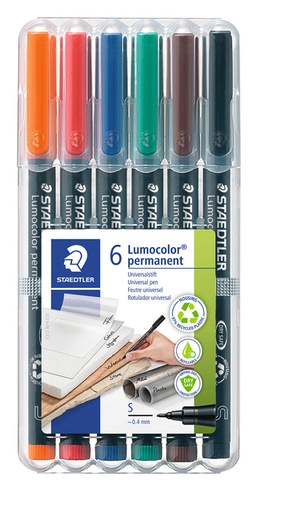 [920516] Feutre Staedtler Lumocolor 313 permanent SF 6 pièces assorti