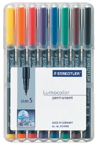 [920673] Feutre Staedtler Lumocolor 313 permanent S 8 pièces assorti