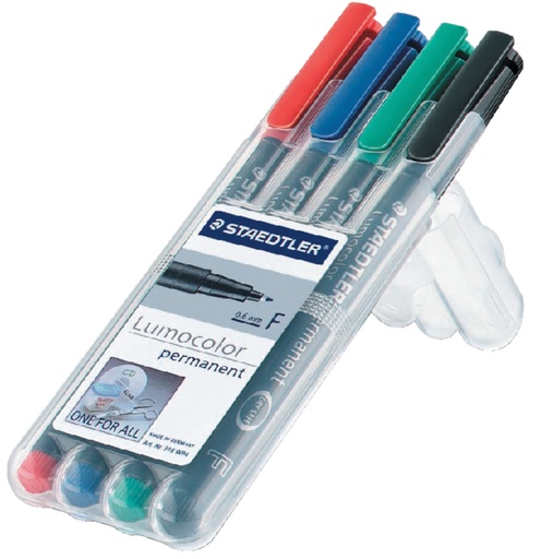 [920690] Feutre Staedtler Lumocolor 318 permanent Fin 4 pièces assorti