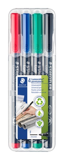 [920690] Viltstift Staedtler Lumocolor 318 permanent F set à 4 stuks assorti