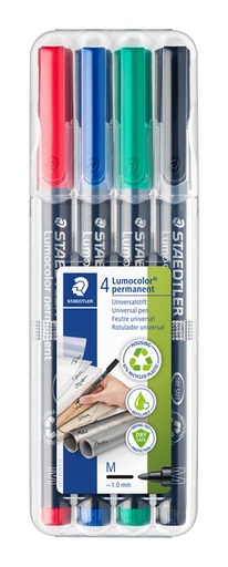 [920678] Viltstift Staedtler Lumocolor 317 permanent M set à 3 +1 stuk gratis