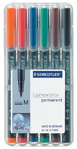 [920556] Viltstift Staedtler Lumocolor 317 permanent M set à 6 stuks