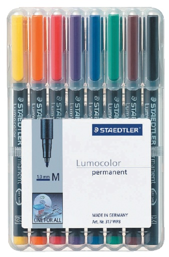 [920679] Viltstift Staedtler Lumocolor 317 permanent M set à 8 stuks