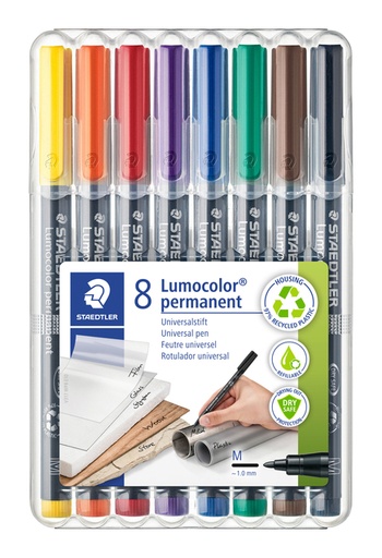 [920679] Viltstift Staedtler Lumocolor 317 permanent M set à 8 stuks