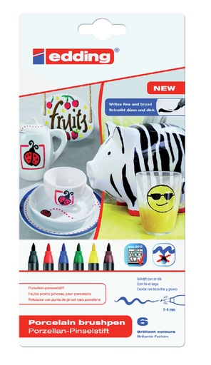 [630233] Brushpen edding 4200 porselein assorti etui à 6 stuks
