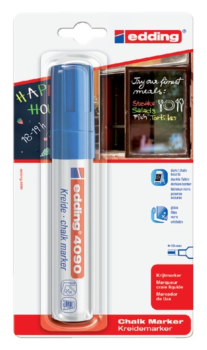 [631453] Krijtstift edding 4090 window schuin 4-15mm blauw blister à 1 stuk