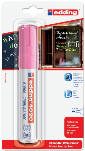 [631459] Marqueur Vitre edding 4090 biseau 4-15mm néon rose blister