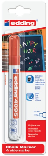[631502] Marqueur craie edding 4095 ogive 2-3mm rouge blister 1 pièce