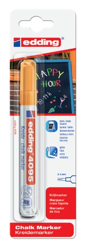[631506] Marqueur craie edding 4095 ogive 2-3mm orange blister 1 pièce