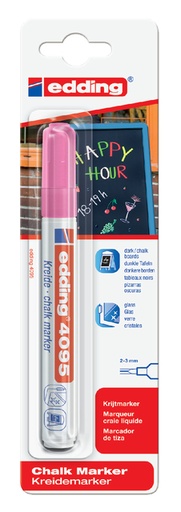 [631507] Krijtstift edding 4095 rond 2-3mm neon roze blister à 1 stuk