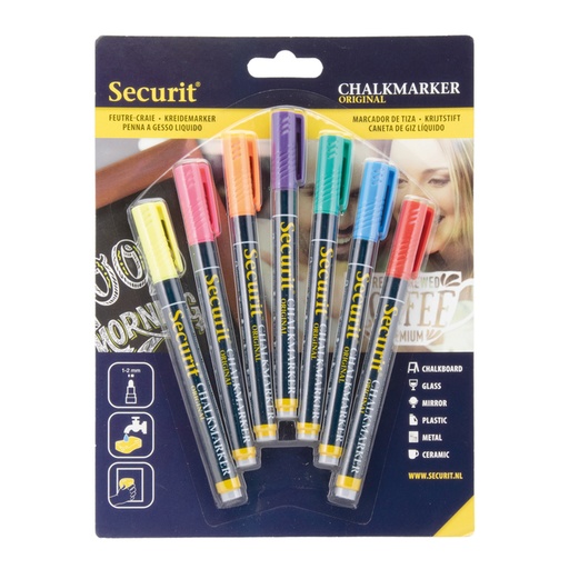 [631288] Krijtstift Securit SMA-100 rond ass 1-2mm blister à 7 stuks