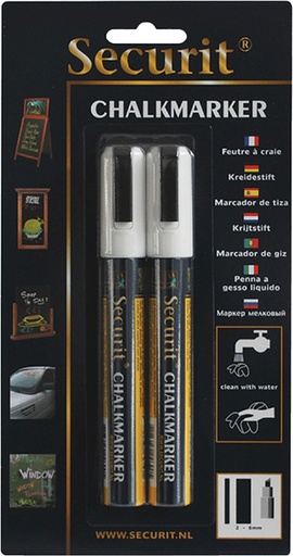 [631290] Krijtstift Securit SMA-510 schuin wit 2-6mm blister à 2 stuks