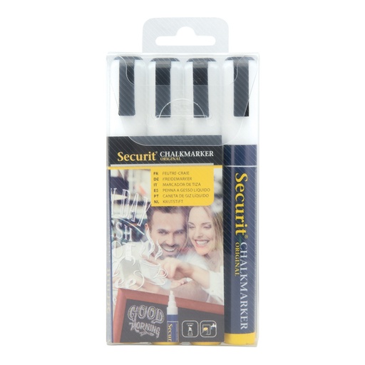 [631292] Feutre-craie Securit SMA-510 biseau 2-6mm blanc blister 4 pièces