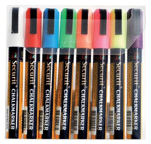 [631293] Krijtstift Securit SMA-510 schuin 2-6mm assorti blister à 8 stuks